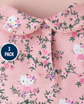 Baby Girls Hello Kitty® Floral Toile Bodysuit 3-Pack