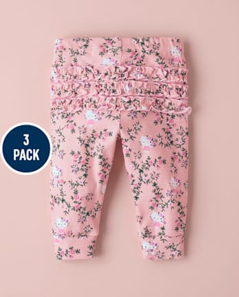 Baby Girls Hello Kitty® Floral Toile Ruffle Leggings 3-Pack