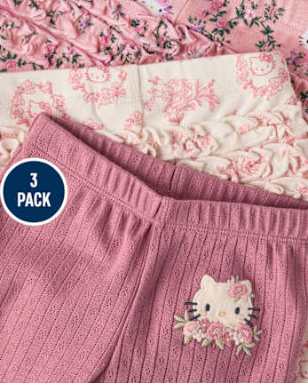Baby Girls Hello Kitty® Floral Toile Ruffle Leggings 3-Pack