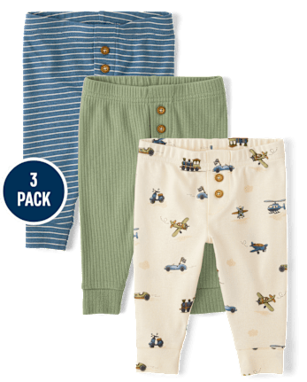 Baby Boys Vehicle Pants 3-Pack
