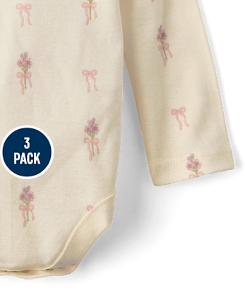 Baby Girls Floral Bodysuit 3-Pack