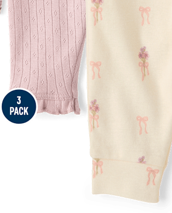 Baby Girls Floral Ruffle Leggings 3-Pack
