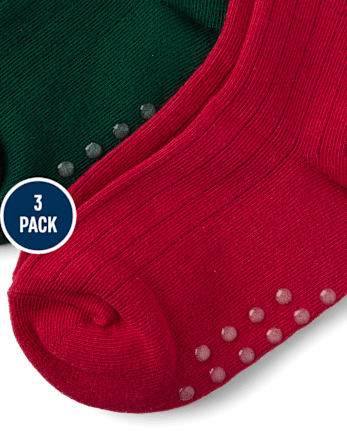 Boys Embroidered Holiday Crew Socks 3-Pack - Tartan Remix - MULTI CLR
