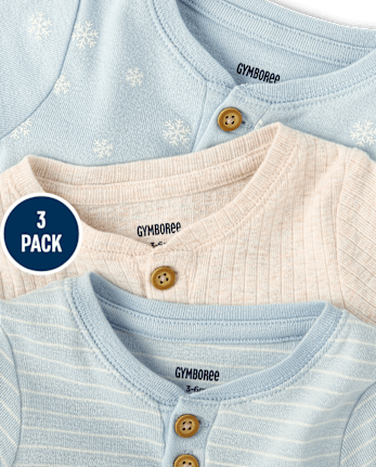 Baby Boys Winter Bodysuit 3-Pack - MULTI CLR