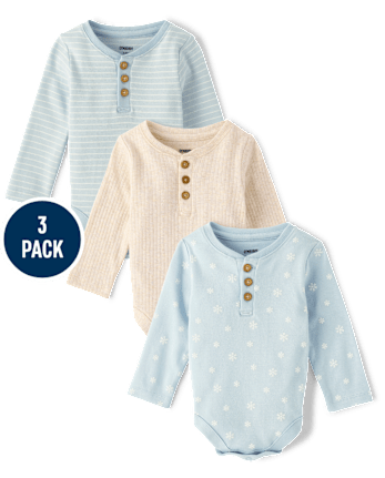 Baby Boys Winter Bodysuit 3-Pack - MULTI CLR
