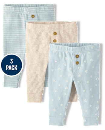 Baby Boys Snowflake Pants 3-Pack - MULTI CLR