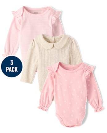 Baby Girls Snowflake Flutter Bodysuit 3-Pack - MULTI CLR
