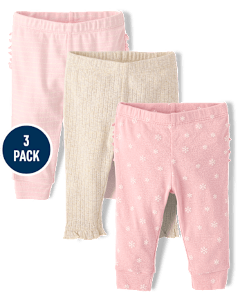 Baby Girls Snowflake Leggings 3-Pack - MULTI CLR