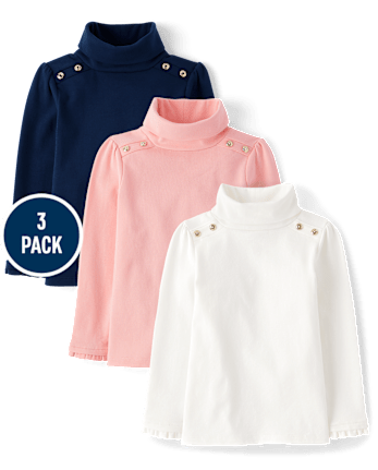 Pack de 3 tops de cuello alto para niña - Little Essentials