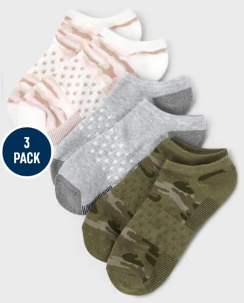 Tween Girls Camo Low Ankle Socks 3-Pack