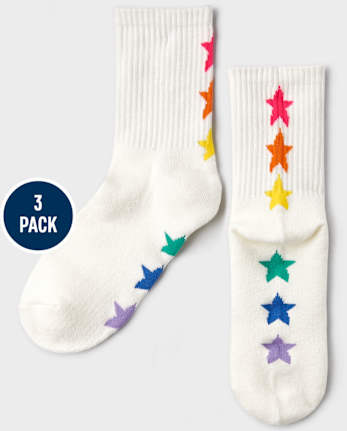 Tween Girls Rainbow Crew Socks 3-Pack