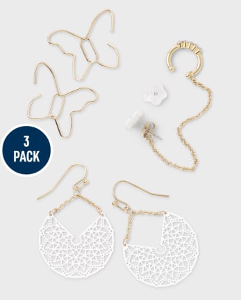 Tween Girls Lace Earrings 3-Pack