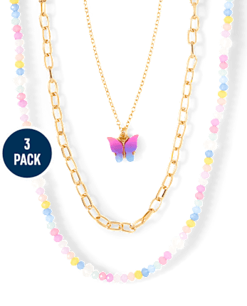 Paquete de 3 collares de mariposas para niñas preadolescentes