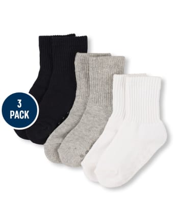 Paquete de 3 calcetines básicos a media pierna unisex para bebés y niños pequeños