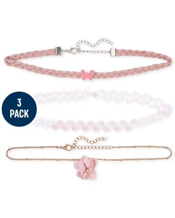 Girls Butterfly Choker Necklace 3-Pack