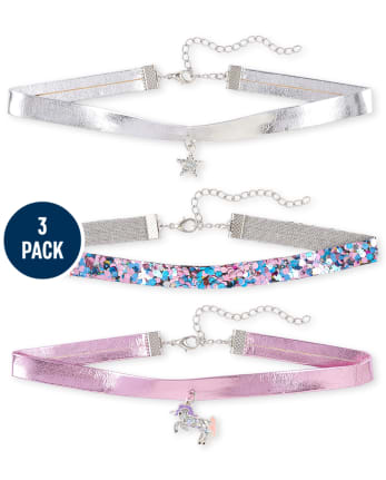 Girls Unicorn Choker Necklace 3 Pack MULTI The Children s Place