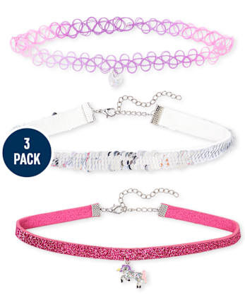 Paquete de 3 gargantillas con unicornio y lentejuelas Flip para niñas