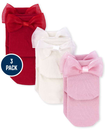 Pack de 3 calcetines con lazo para bebé niña