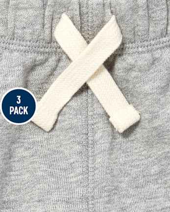 Paquete de 3 pantalones cortos sin cordones para bebés y niños pequeños