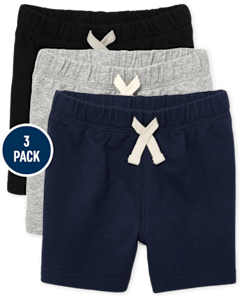 Paquete de 3 pantalones cortos sin cordones para bebés y niños pequeños