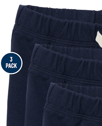 Paquete de 3 pantalones cortos sin cordones para bebés y niños pequeños