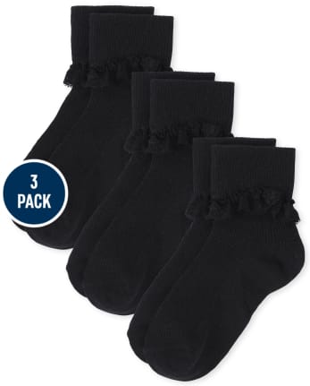 Girls Lace Ruffle Socks 3-Pack