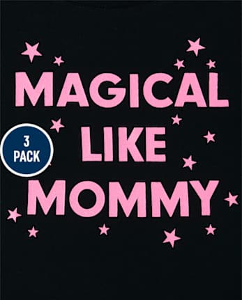 Paquete de 3 camisetas con estampado familiar de purpurina para bebés y niñas pequeñas