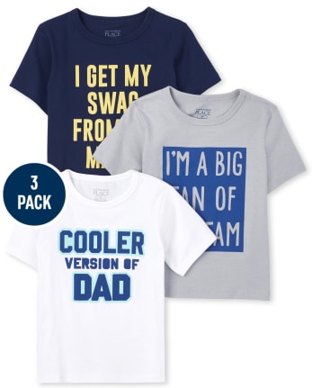 Paquete de 3 camisetas con estampado familiar para bebés y niños pequeños