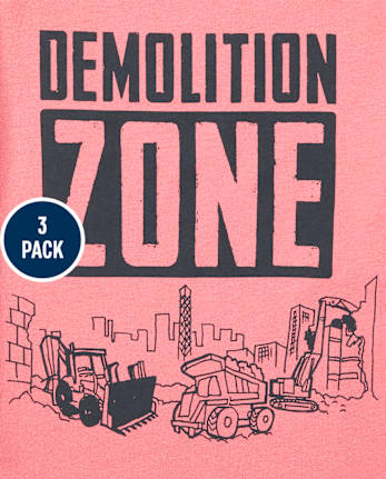 Paquete de 3 camisetas con estampado de camiones para bebés y niños pequeños