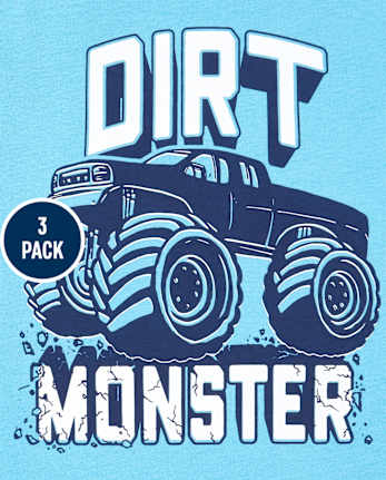 Paquete de 3 camisetas con estampado de camiones para bebés y niños pequeños