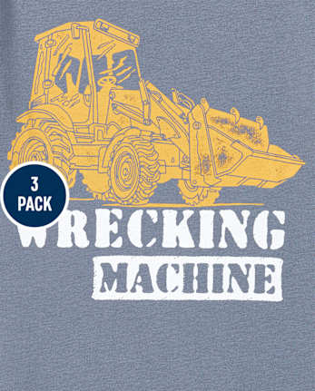 Paquete de 3 camisetas con estampado de camiones para bebés y niños pequeños