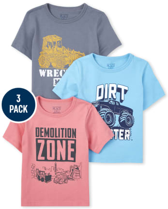 Baby And Toddler Boys Trucks Graphic Tee 3-Pack