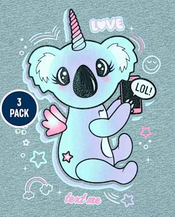 Girls Glitter Animals Graphic Tee 3-Pack