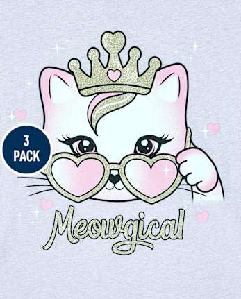 Girls Glitter Animals Graphic Tee 3-Pack
