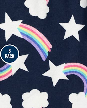 Pack de 3 leggings de rayas arcoíris para niñas pequeñas