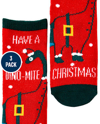 Paquete de 3 calcetines navideños Dino para niños pequeños