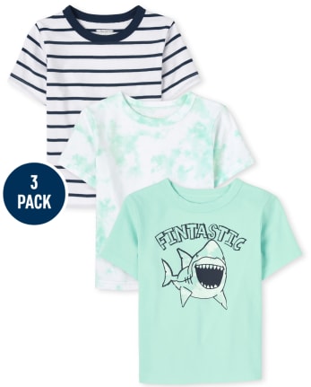 Baby And Toddler Boys Shark Top 3-Pack