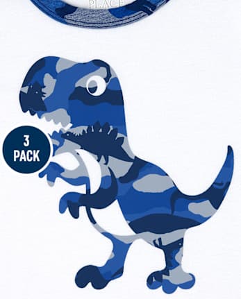 Pack de 3 camisetas con diseño de dinosaurio para bebés y niños pequeños