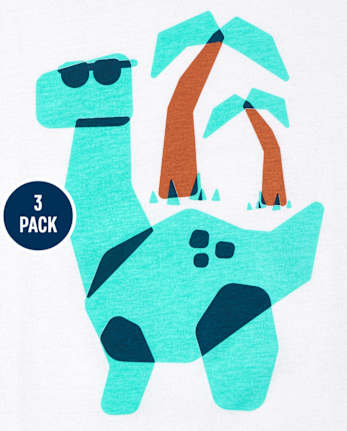 Lot de 3 t-shirts à imprimé animal pour bébés et tout-petits garçons