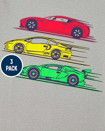Lot de 3 t-shirts graphiques de transport pour bébés et tout-petits garçons
