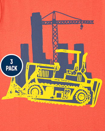 Lot de 3 t-shirts graphiques de transport pour bébés et tout-petits garçons