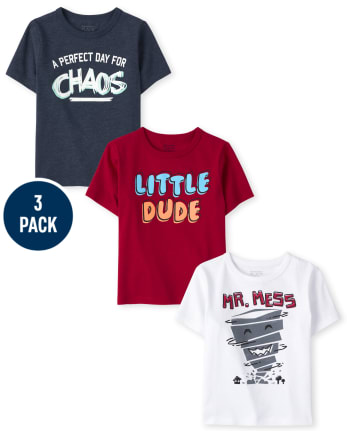 Paquete de 3 camisetas con estampado de humor para bebés y niños pequeños