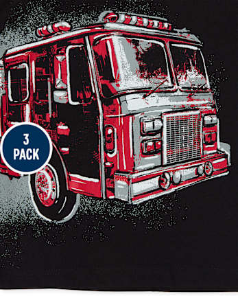 Paquete de 3 camisetas con gráfico de transporte para bebés y niños pequeños