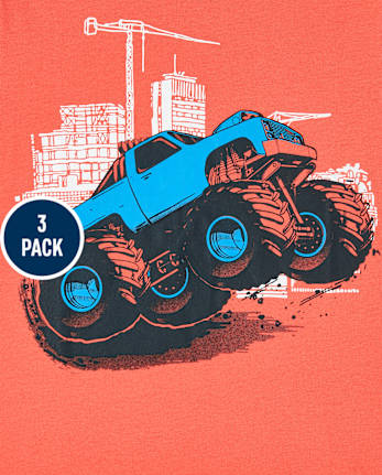 Paquete de 3 camisetas con gráfico de transporte para bebés y niños pequeños