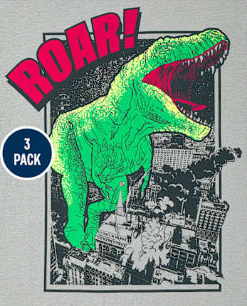 Lot de 3 t-shirts graphiques Dino pour garçon