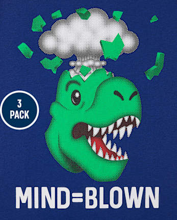 Lot de 3 t-shirts à imprimé dinosaure pour garçons
