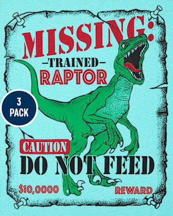 Lot de 3 t-shirts à imprimé dinosaure pour garçons