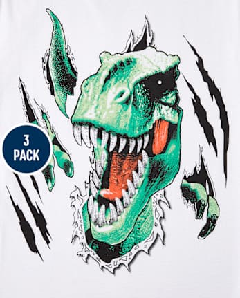 Lot de 3 t-shirts à imprimé dinosaure pour garçons