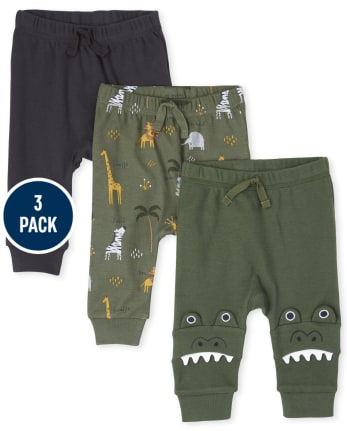 Baby Boys Safari Pants 3-Pack