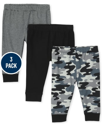 Baby Boys Camo Striped Pants 3-Pack